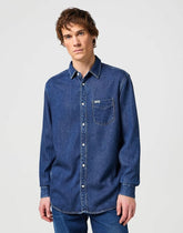 Wrangler Męska Koszula Jeansowa LS 1 Pkt Shirt Dark Stone 112350576 W5M9015411